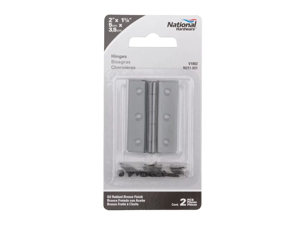 National Hardware Oil Rubbed Bronze Hinges, 2-In x 1-3/8-In, 2-Pk