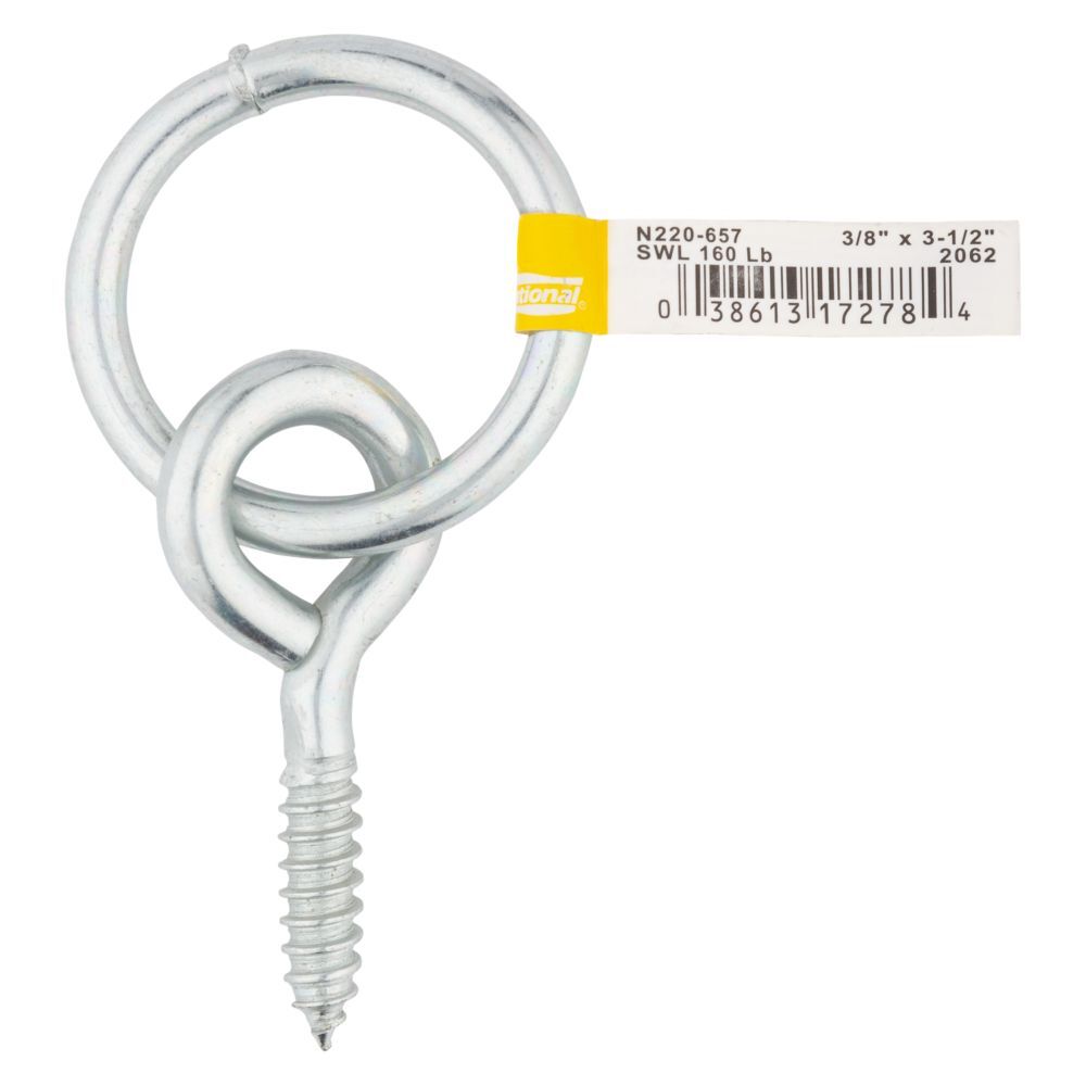 National Hardware Zinc Plated Ring With Screw Eye, 3/8-In x 3 1/2-In