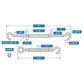 National Hardware Zinc Plated Hook/Hook Turnbuckle, 3/16 X 5 1/2-In