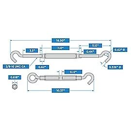 National Hardware Zinc Plated Hook/Hook Turnbuckle, 3/8-In x 16-In