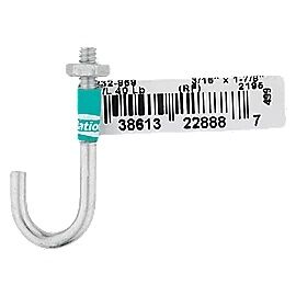 National Hardware Zinc Plated J Bolt, 3/16-In X 1-7/8-In