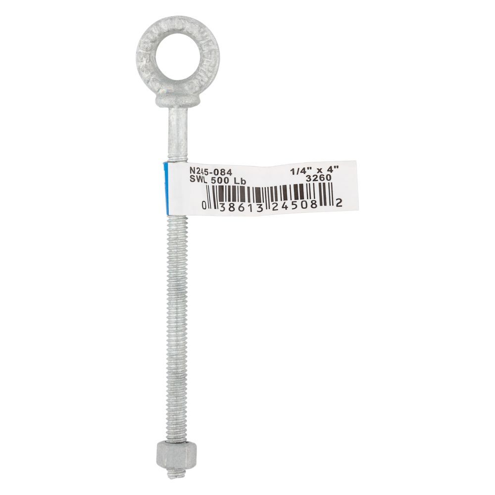 National Hardware Galvanized Eye Bolt Forged, 1/4-In x 4-In