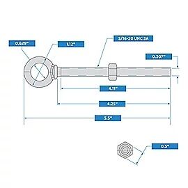 National Hardware Galvanized Eye Bolt Forged, 5/16-In X 4-1/4-In
