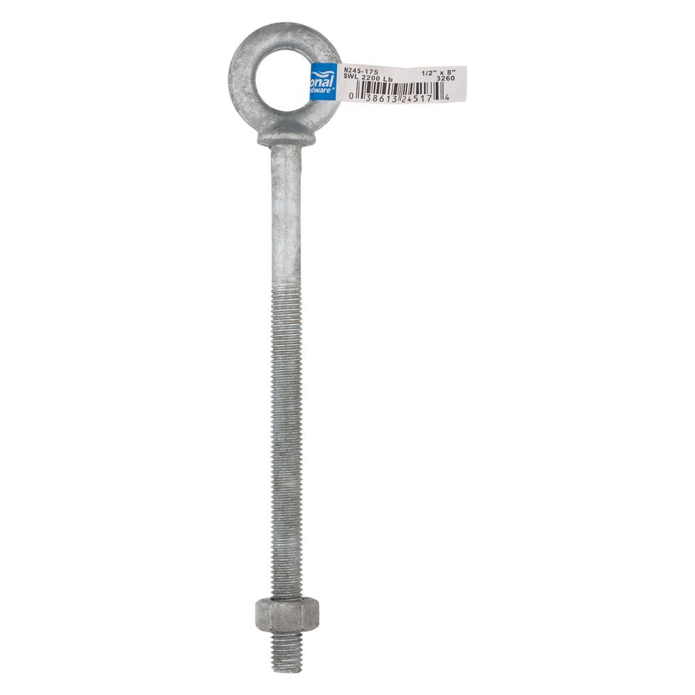 National Hardware Galvanized Forged Eye Bolt, 1/2-In x 8-In