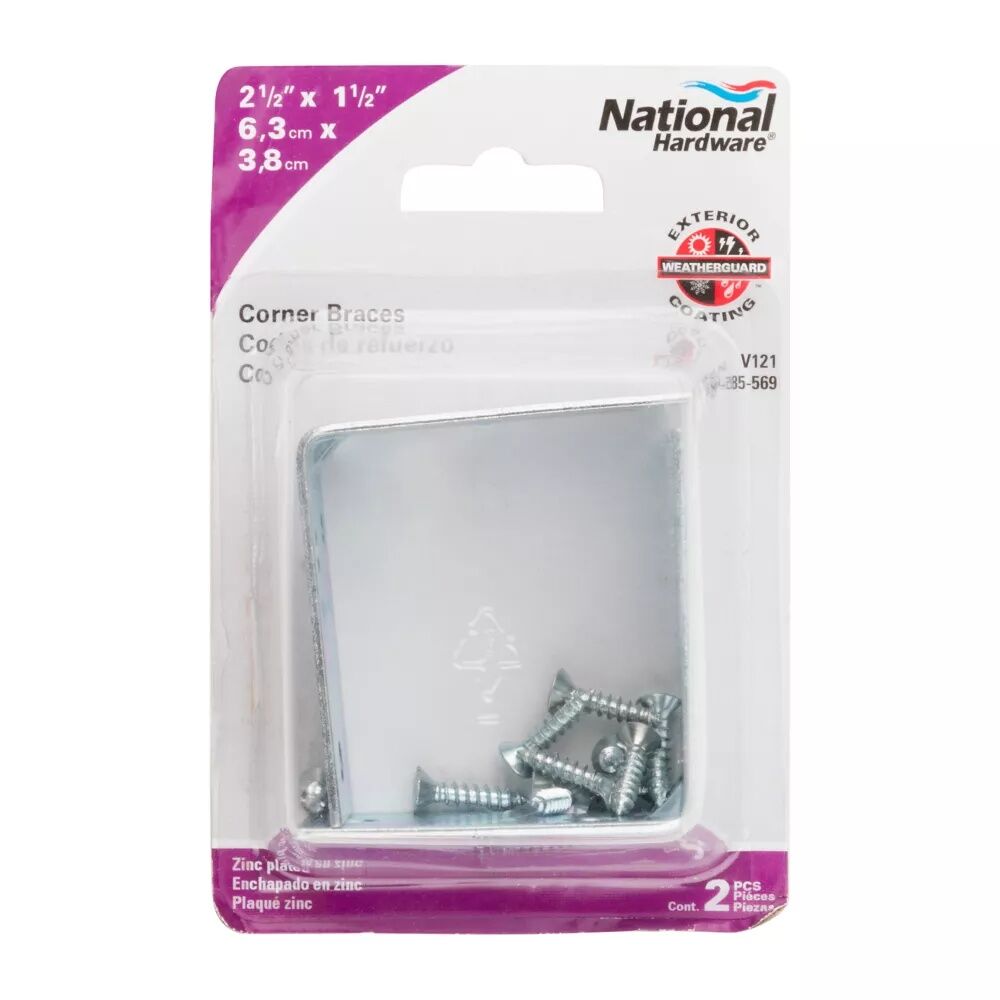 National Hardware Zinc Plated Corner Brace, 2 1/2-In X 1 1/2-In