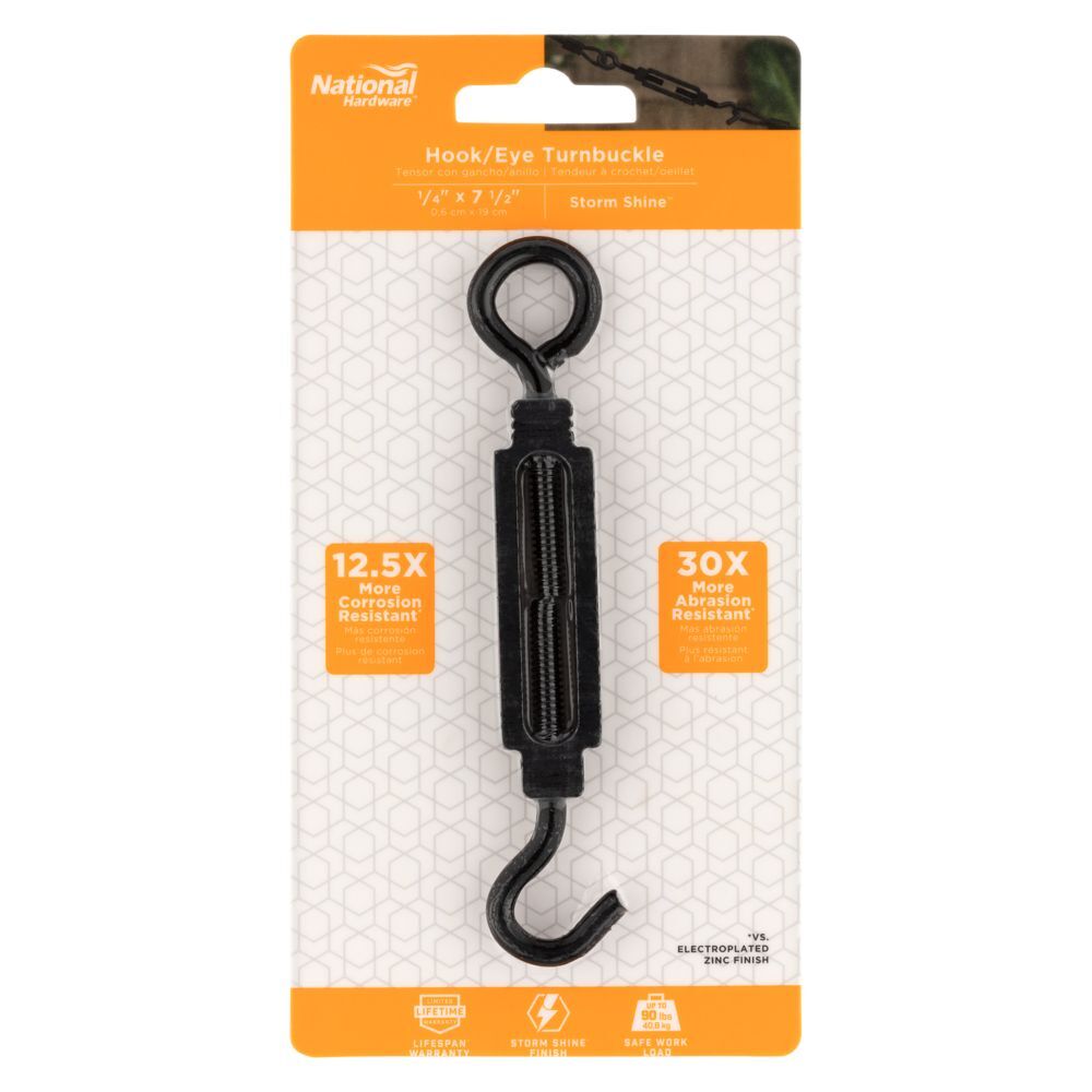 National Hardware Storm Shine Turnbuckle Hook And Eye, 1/4-In x 7 1/2-In