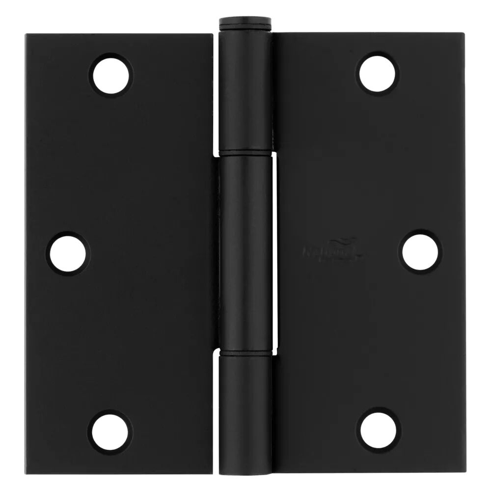 National Hardware Matte Black Squeak Guard Door Hinges Square Corner, 3.5-In