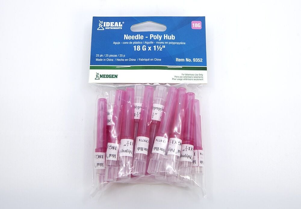 Ideal Polypropylene Hub Needle, 18G X 1.5-In, 25-Pk - Livestock