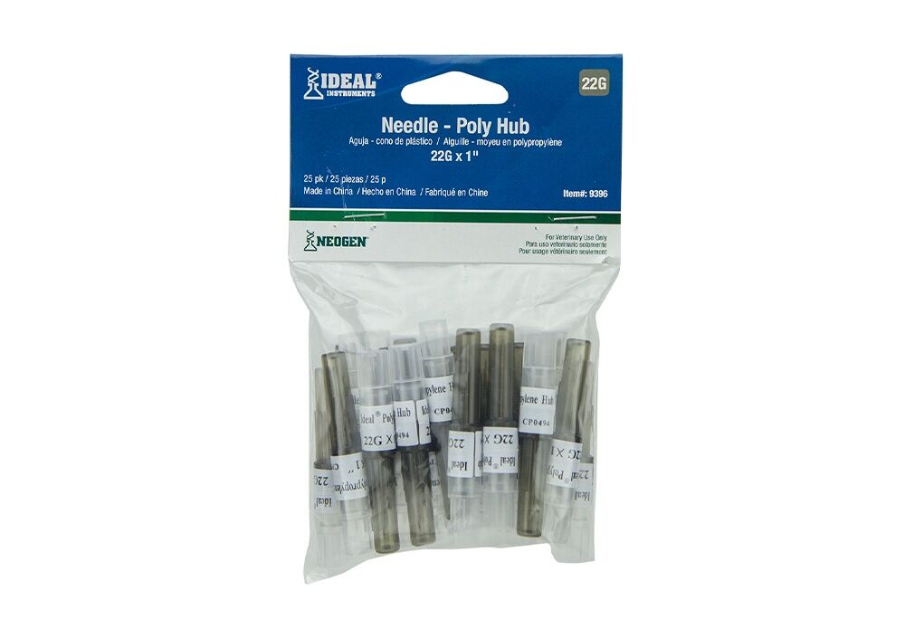 Ideal Instruments Disposable 22-Ga 1-In Livestock Injection Needles, 25-Pk