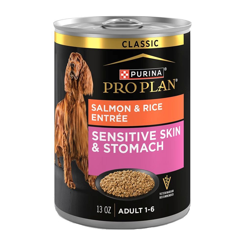 Purina Pro Plan Sensitive Skin & Stomach Salmon & Rice Entrée Classic Wet Dog Food, 13-Oz