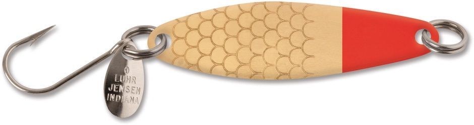 Luhr-Jensen Needlefish Brass/Red Head Spoon, 2-In