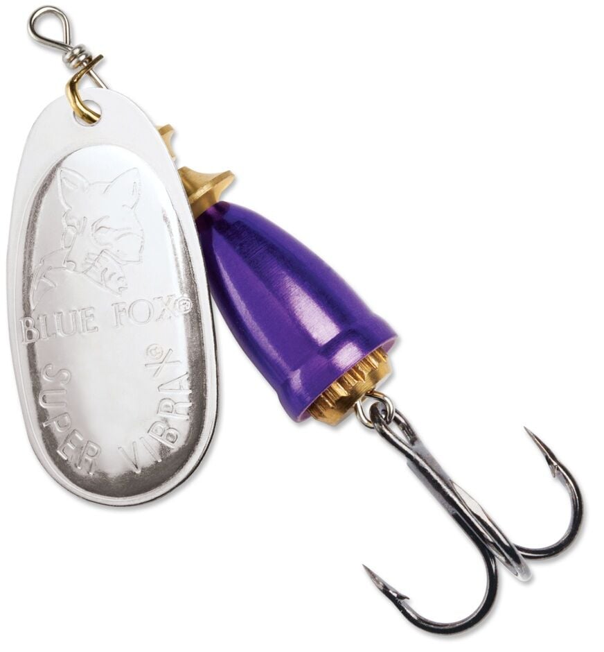 Blue Fox Classic Vibrax Silver Purple Spinner, #3, 1/4-Oz