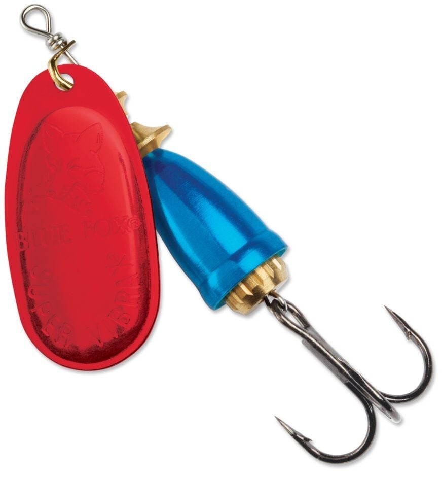 Blue Fox Classic Vibrax Bleeding Silver/Chrome Blue Spinner, #5, 7/16-Oz