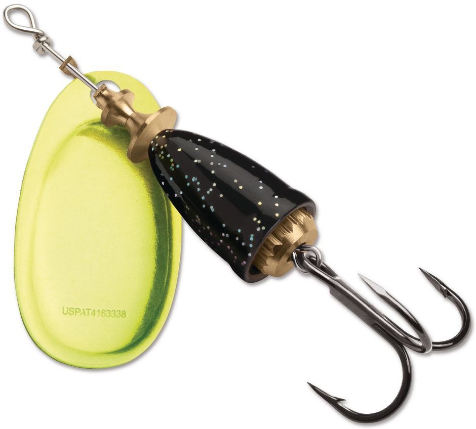Blue Fox Classic Vibrax Black Chartreuse Candyback Spinner, #6, 5/8-Oz