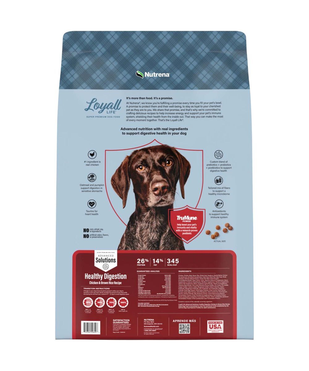 Nutrena Loyall Life Advanced Solutions Healthy Digestion Chicken & Brown Rice Dog Food, 40-Lb