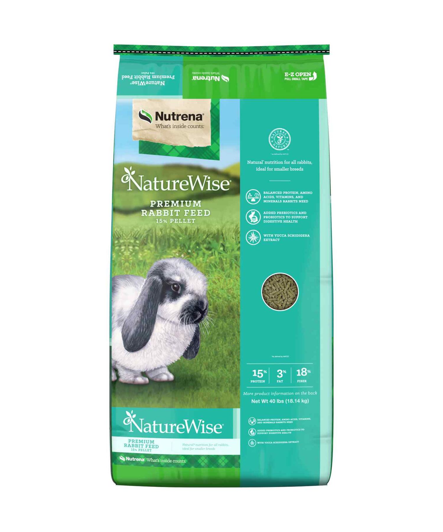 Nutrena NatureWise 15% Premium Rabbit Feed, 40-Lb