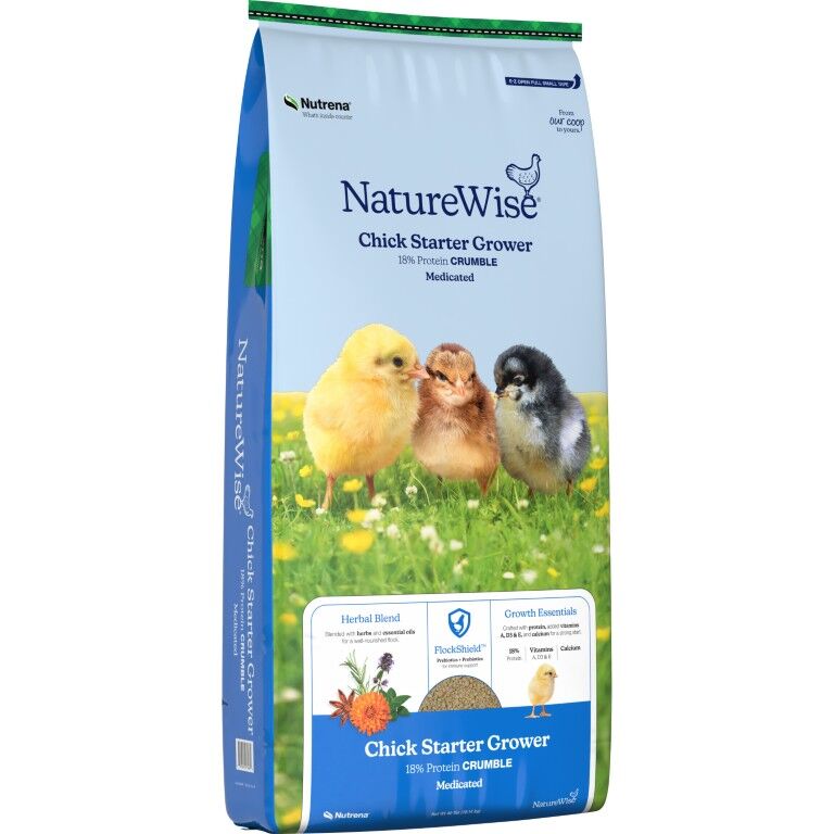 Nutrena NatureWise Chick Starter Grower 18% Protein Crumble Medicated, 40-Lb