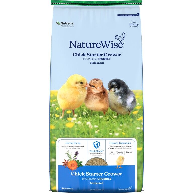Nutrena NatureWise Chick Starter Grower 18% Protein Crumble Medicated, 40-Lb