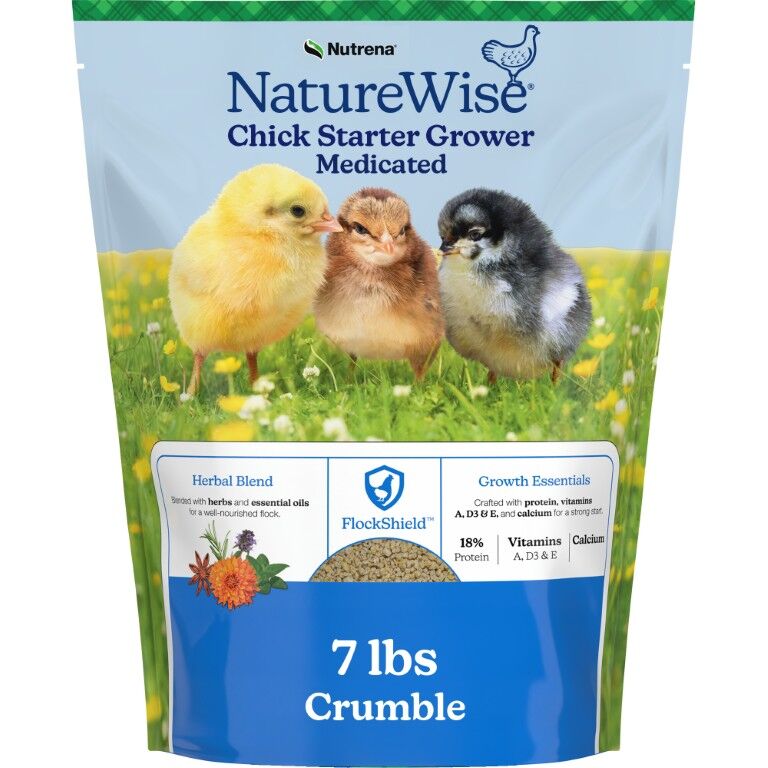 Nutrena NatureWise Chick Starter Grower 18% Protein Crumble Medicated, 7-Lb