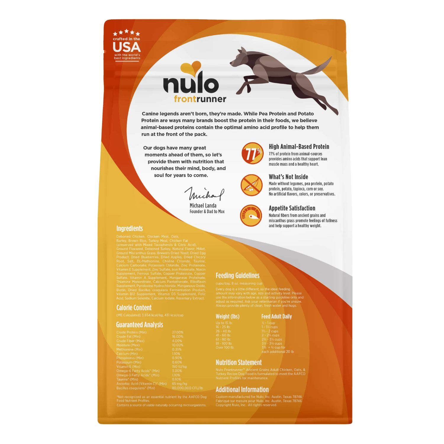 Nulo Frontrunner High-Protein Kibble Chicken, Oats & Turkey Recipe Dog Food, 23-Lb