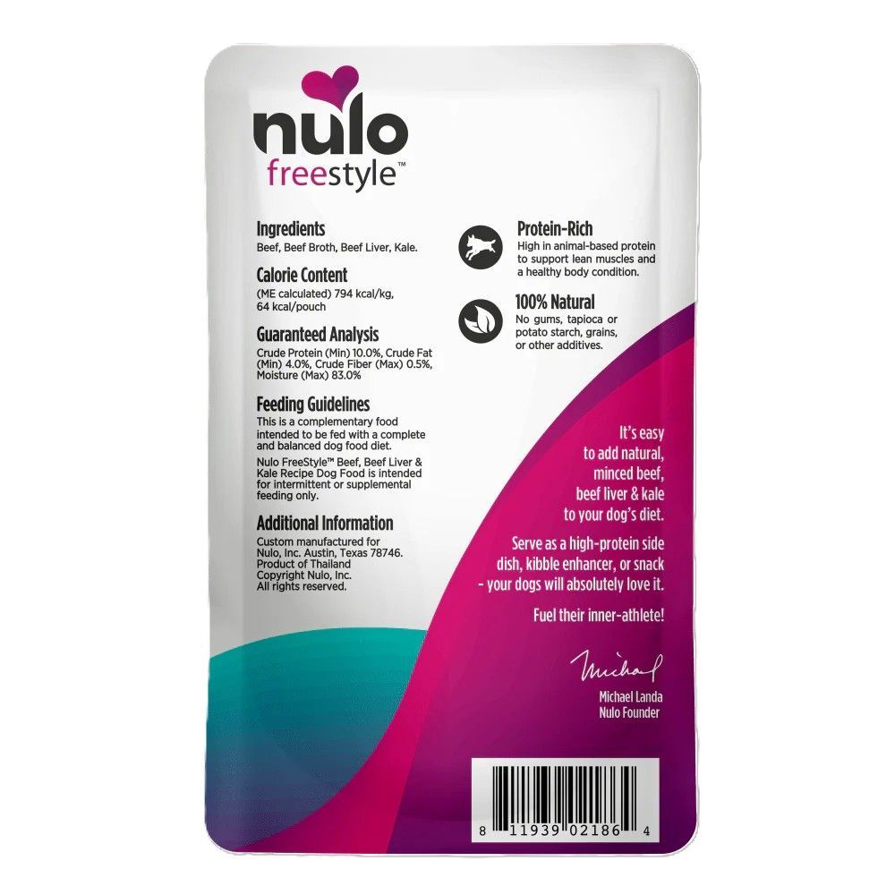 Nulo FreeStyle Beef, Beef Liver & Kale In Broth Recipe Dog Food, 2.8-Oz