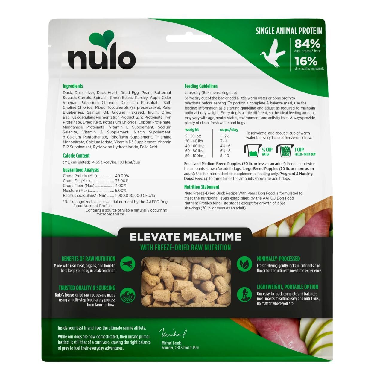 Nulo Freeze-Dried Raw Duck & Pears Dog Food, 8-Oz