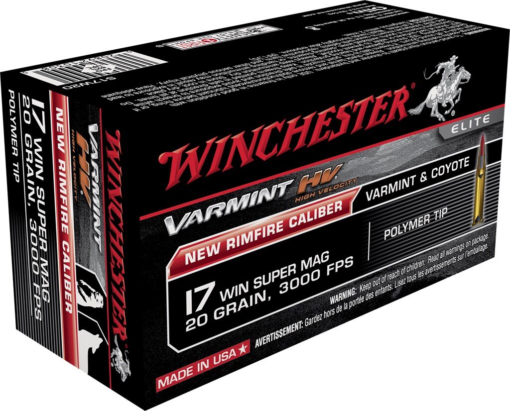 Winchester Varmint HV .17 WSM, 20 Grain Polymer Tip Rifle Ammo, 50-Rd