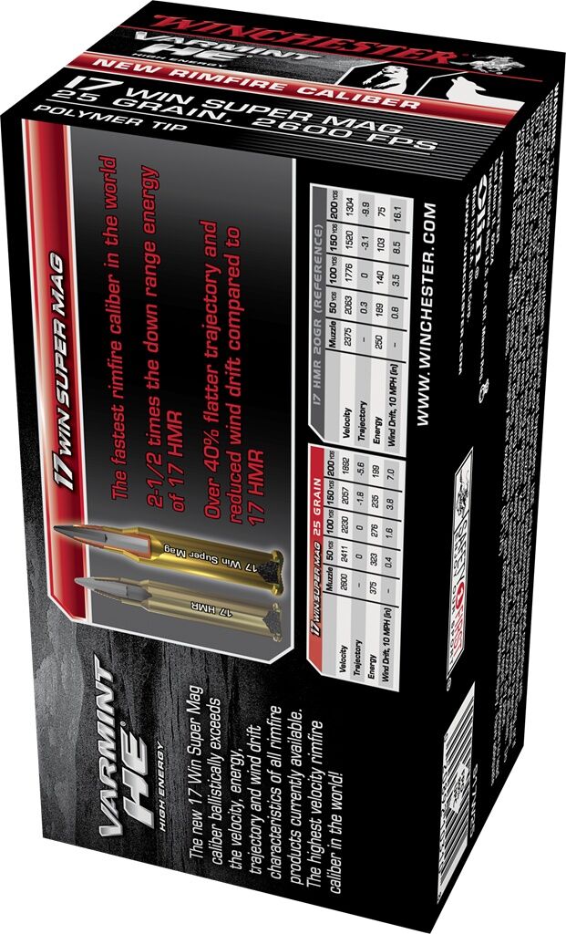 Winchester Varmint HE .17 WSM, 25 Grain Polymer Tip Rifle Ammo, 50-Rd