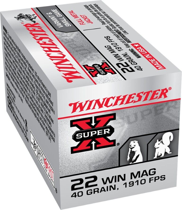 Winchester Super-X .22 Win Mag, 40 Grain Full Metal Jacket Rifle Ammo, 50-Rd