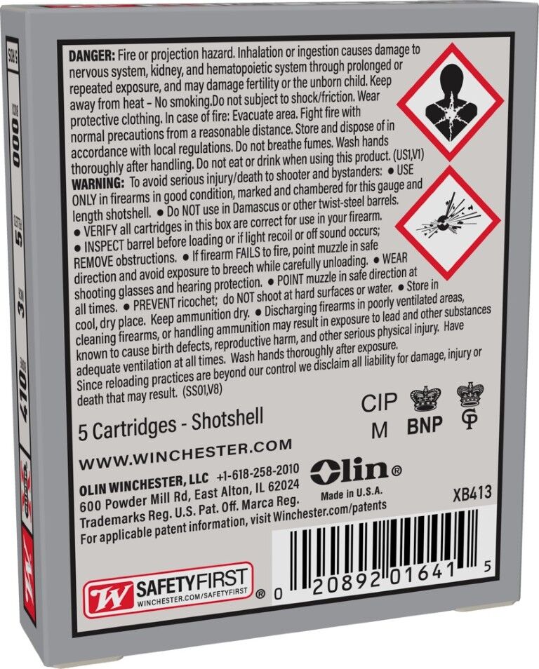 Winchester Super-X .410 Bore 3" #000 Buckshot, 5-Rd
