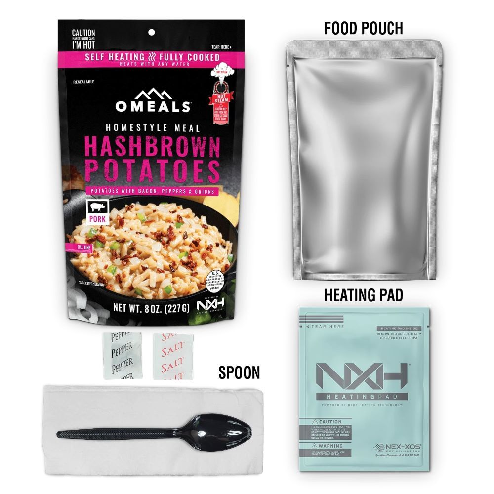 Omeals Hashbrown Potatoes with Bacon, Onions, and Peppers Freeze Dried Meal