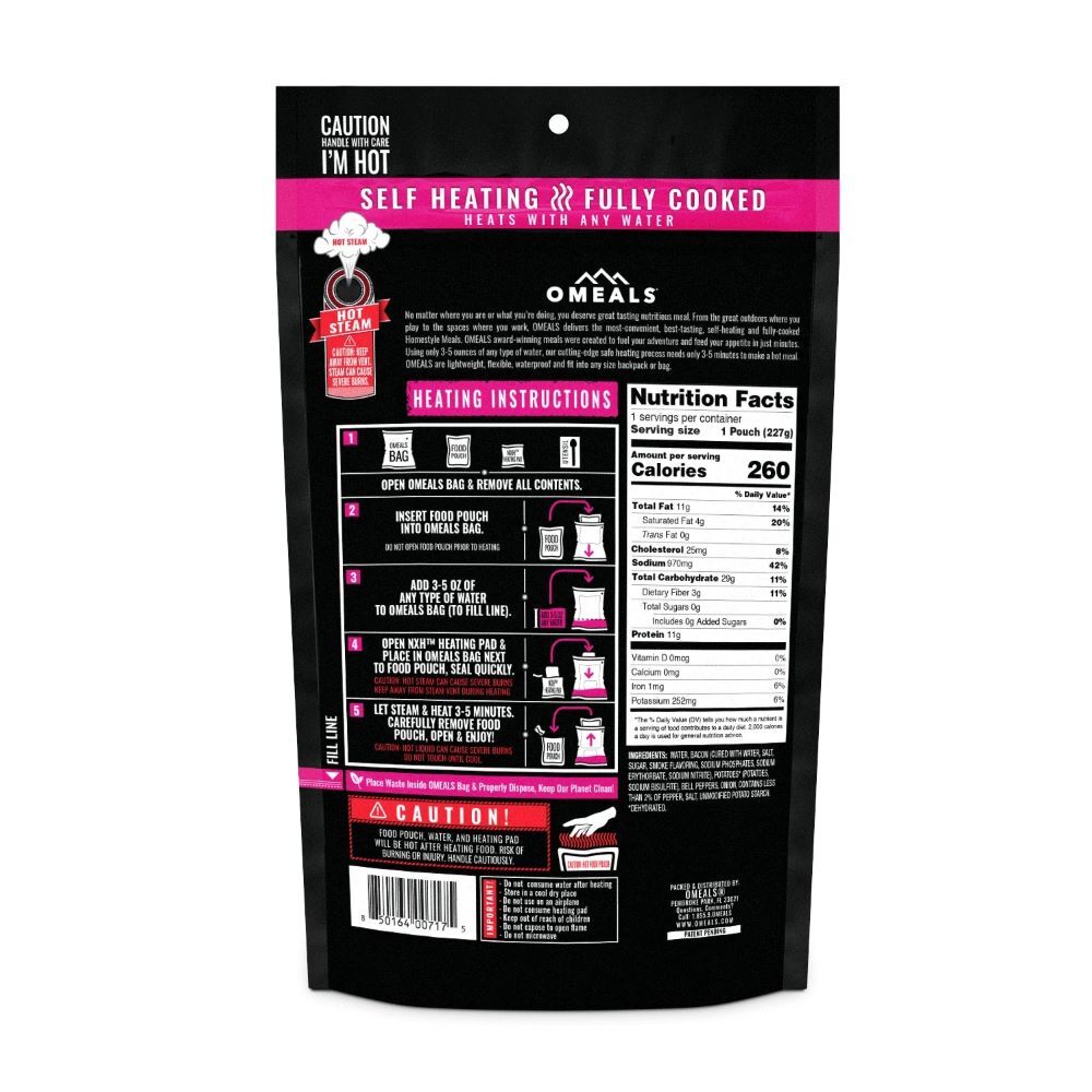 Omeals Hashbrown Potatoes with Bacon, Onions, and Peppers Freeze Dried Meal