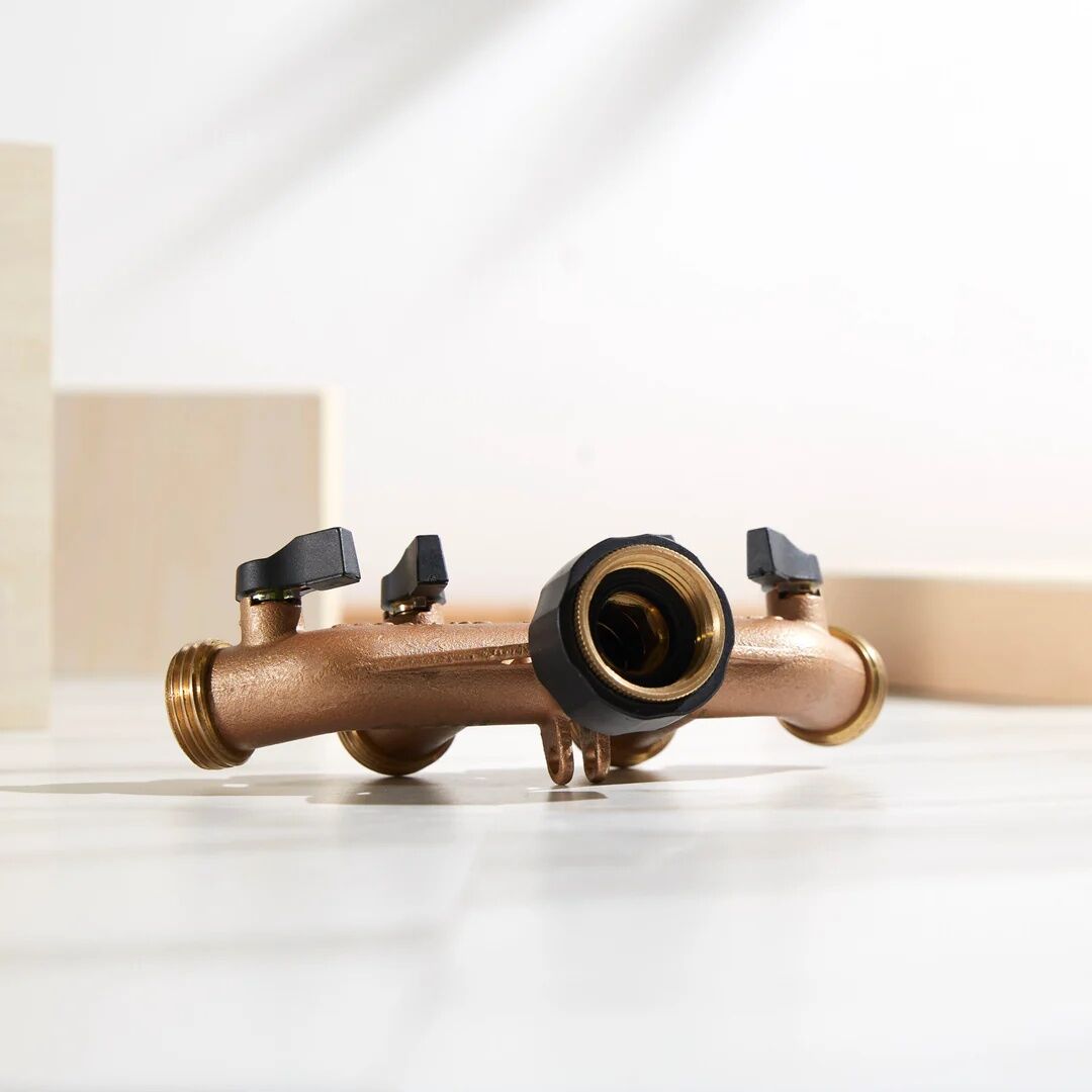 Orbit Brass 4-Way Hose Manifold With Shut-Offs