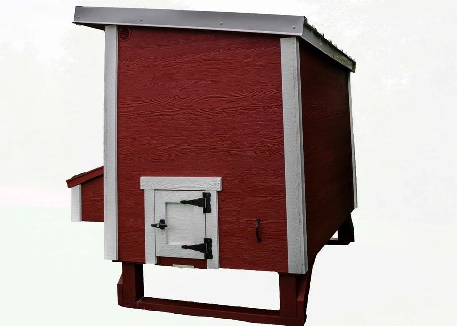OverEZ Large Chicken Coop, Red/White