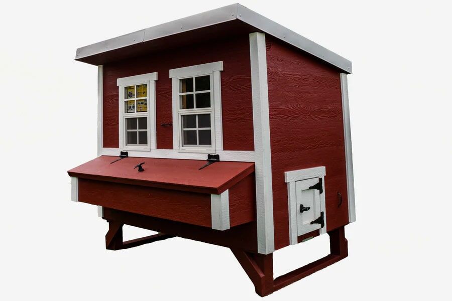 OverEZ Large Chicken Coop, Red/White