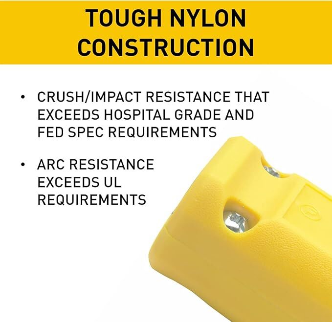 Pass & Seymour Yellow Maxgrip M3 NEMA 5-15P Straight Blade Plug, 5-A, 125-V