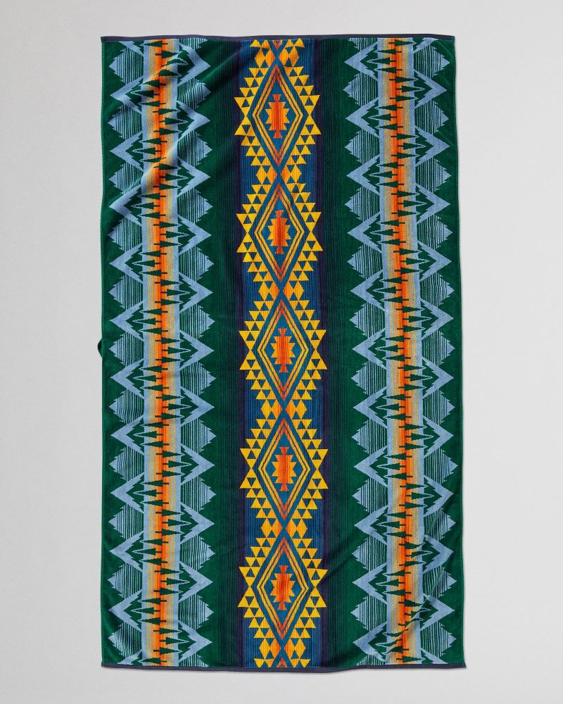 Pendleton Wildland Heroes Spa Towel In Teal, 40-In x 70-In