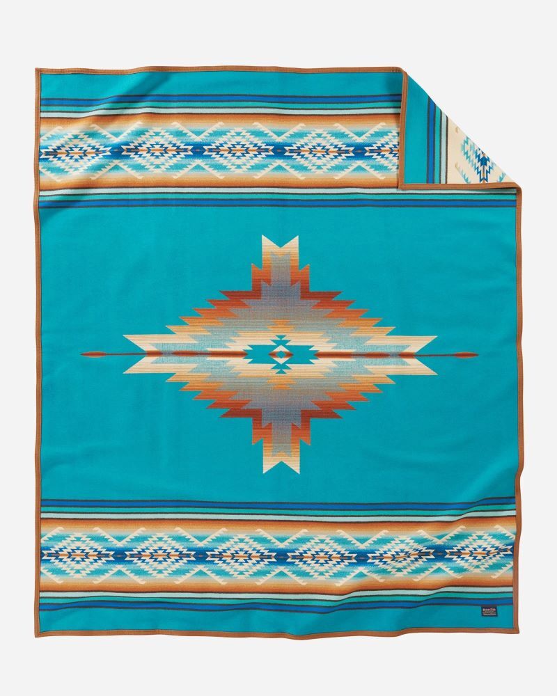 Pendleton Twin Pagosa Spring Blanket In Turquoise, 64-In x 80-In
