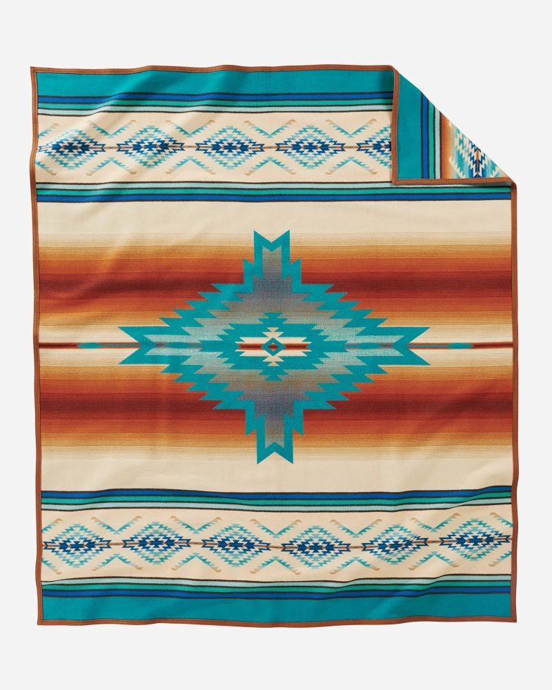 Pendleton Twin Pagosa Spring Blanket In Turquoise, 64-In x 80-In