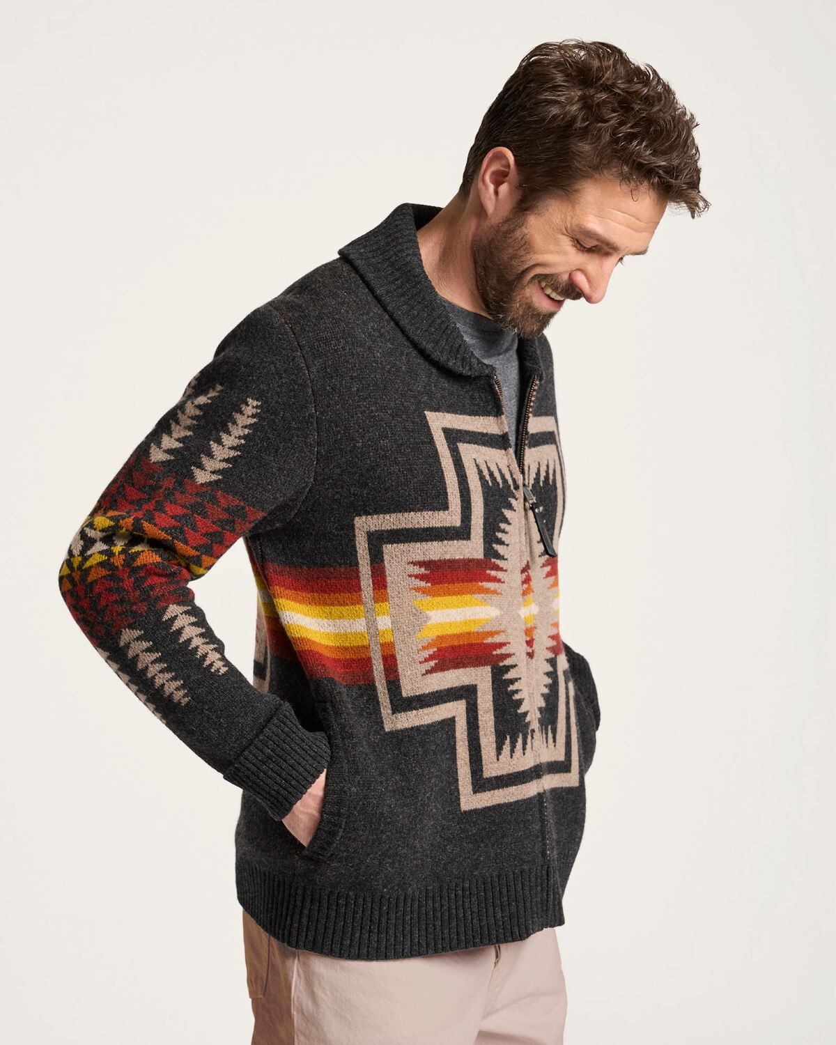 Pendleton Men's Harding Zip Lambswool Cardigan