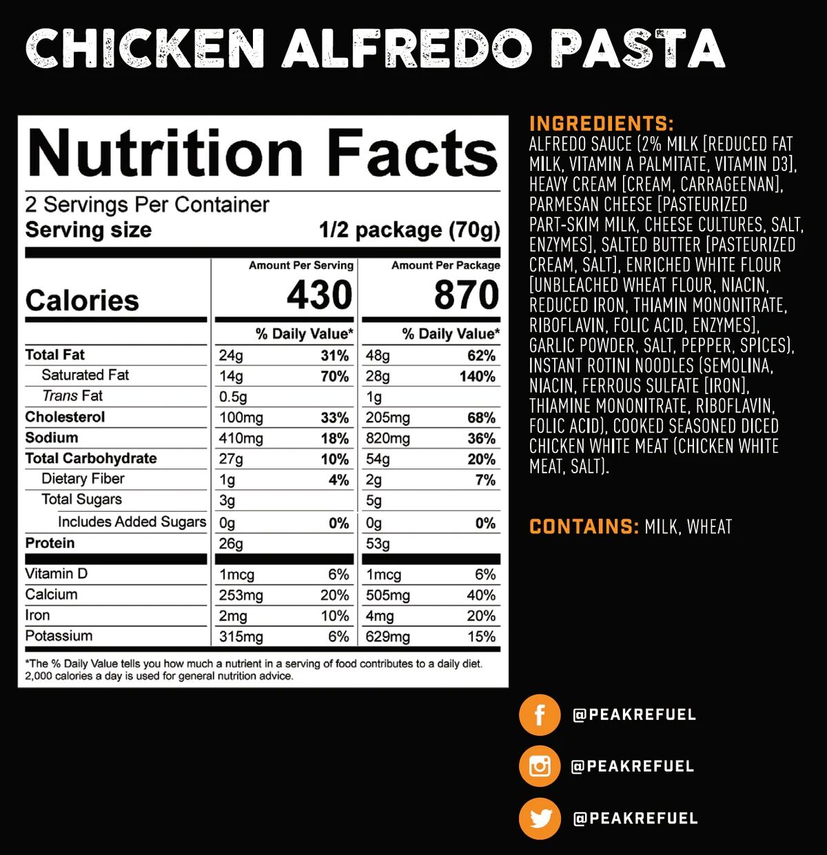 Chicken Alfredo Freeze-dried Meal