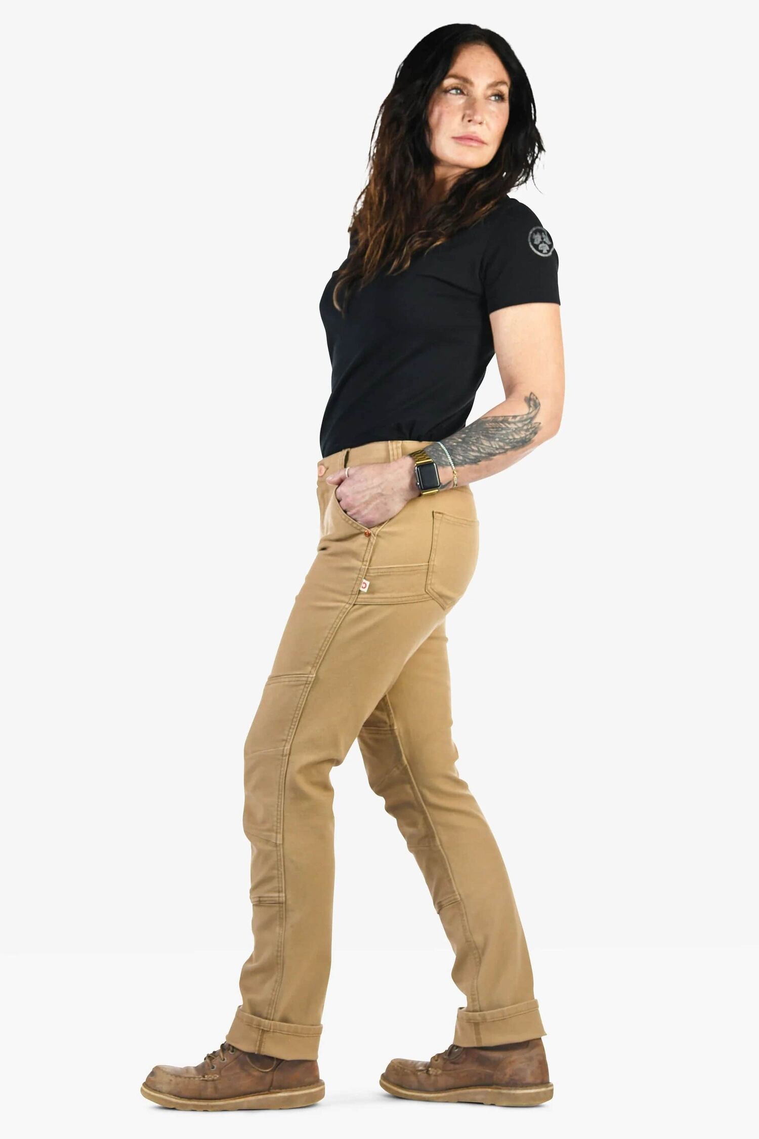 Dovetail Workwear Women's GO TO Stretch Canvas Pant in Sawdust Brown