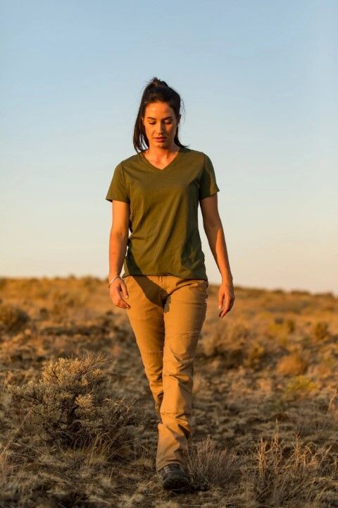 Dovetail Workwear Women's GO TO Stretch Canvas Pant in Sawdust Brown