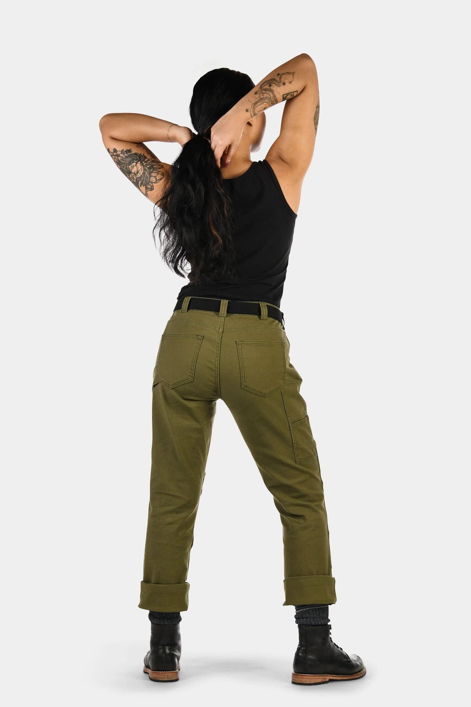 Dovetail Workwear Women's GO TO Stretch Canvas Pant in Kelp Green