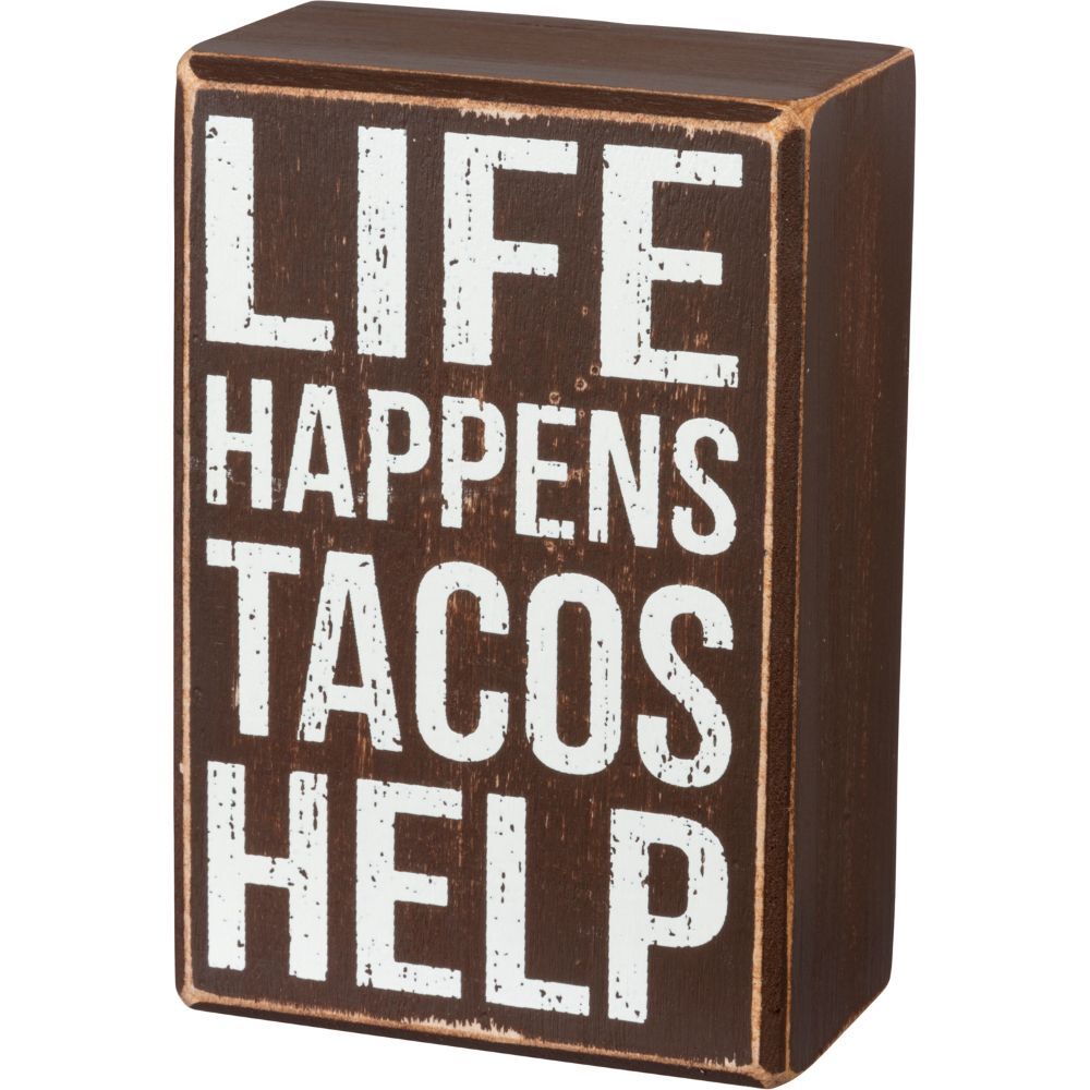 Primitives By Kathy Life Happens Tacos Help Box Sign And Sock Set