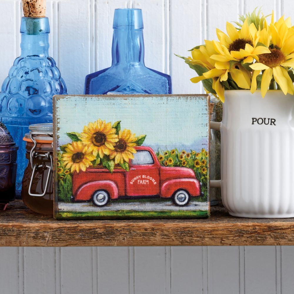 Primitives By Kathy Sunflowers Sunny Blooms Farm Block Sign