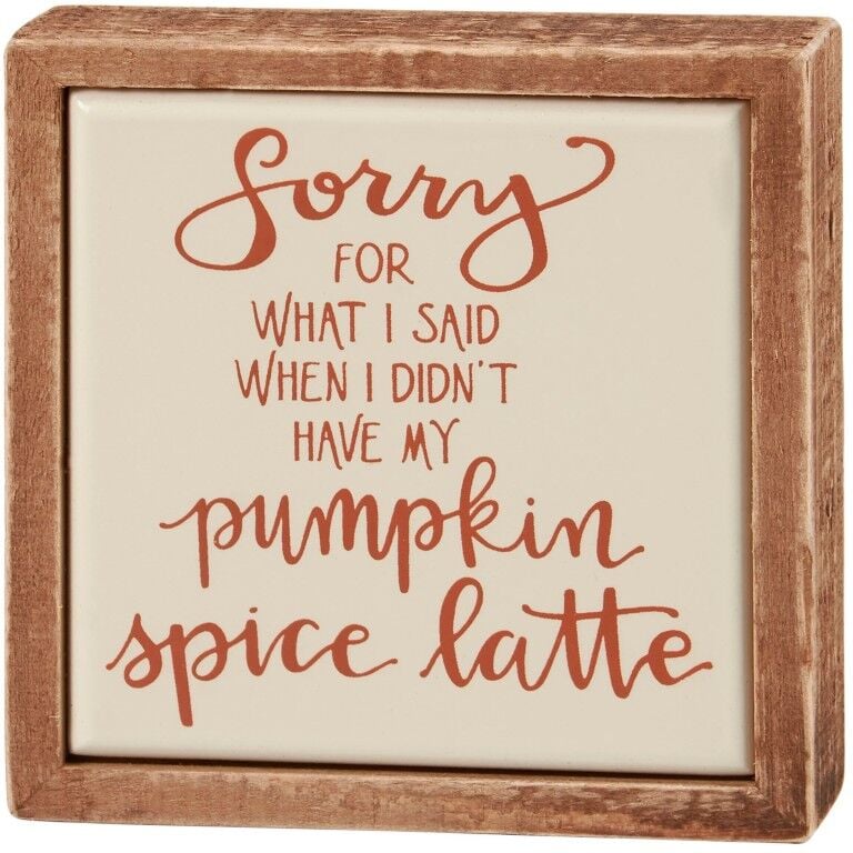Primitives By Kathy Pumpkin Spice Latte Box Sign Mini