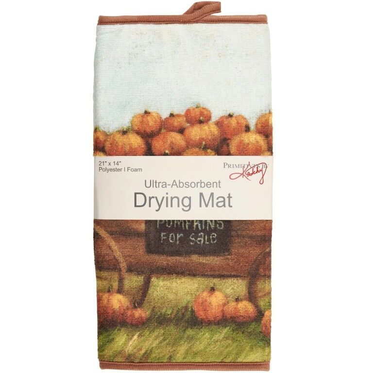 Primitives By Kathy Pumpkin Wagon Drying Mat, 21-In x 14-In