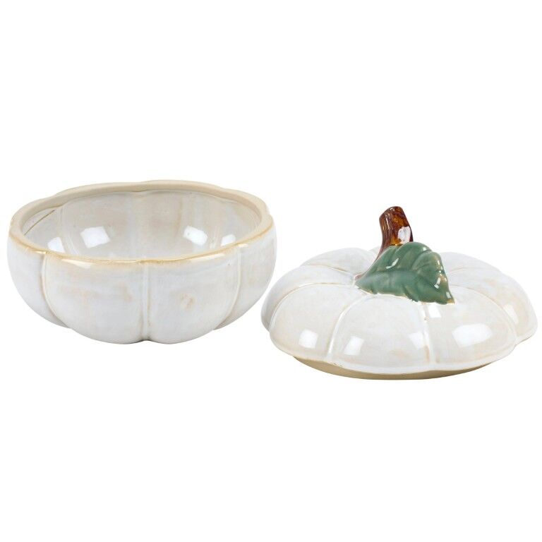 Primitives By Kathy White Pumpkin Cookie Jar, 7 1/4-In x 5 1/2-In x 7 1/4-In