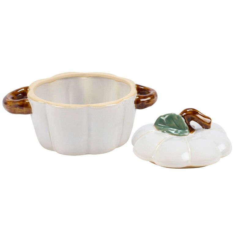 Primitives By Kathy White Pumpkin Treat Jar, 8-In x 5-In x 6-In